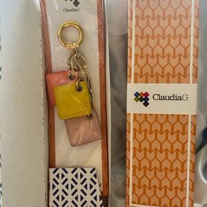 ClaudiaG Multicolor Leather Keychain - Yellow, Pink, Coral